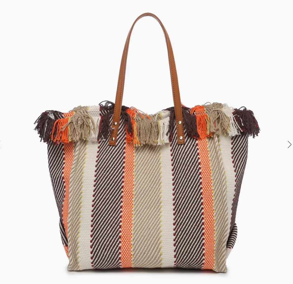 #M2091STRP(NRS) Madison Handwoven Striped Tote