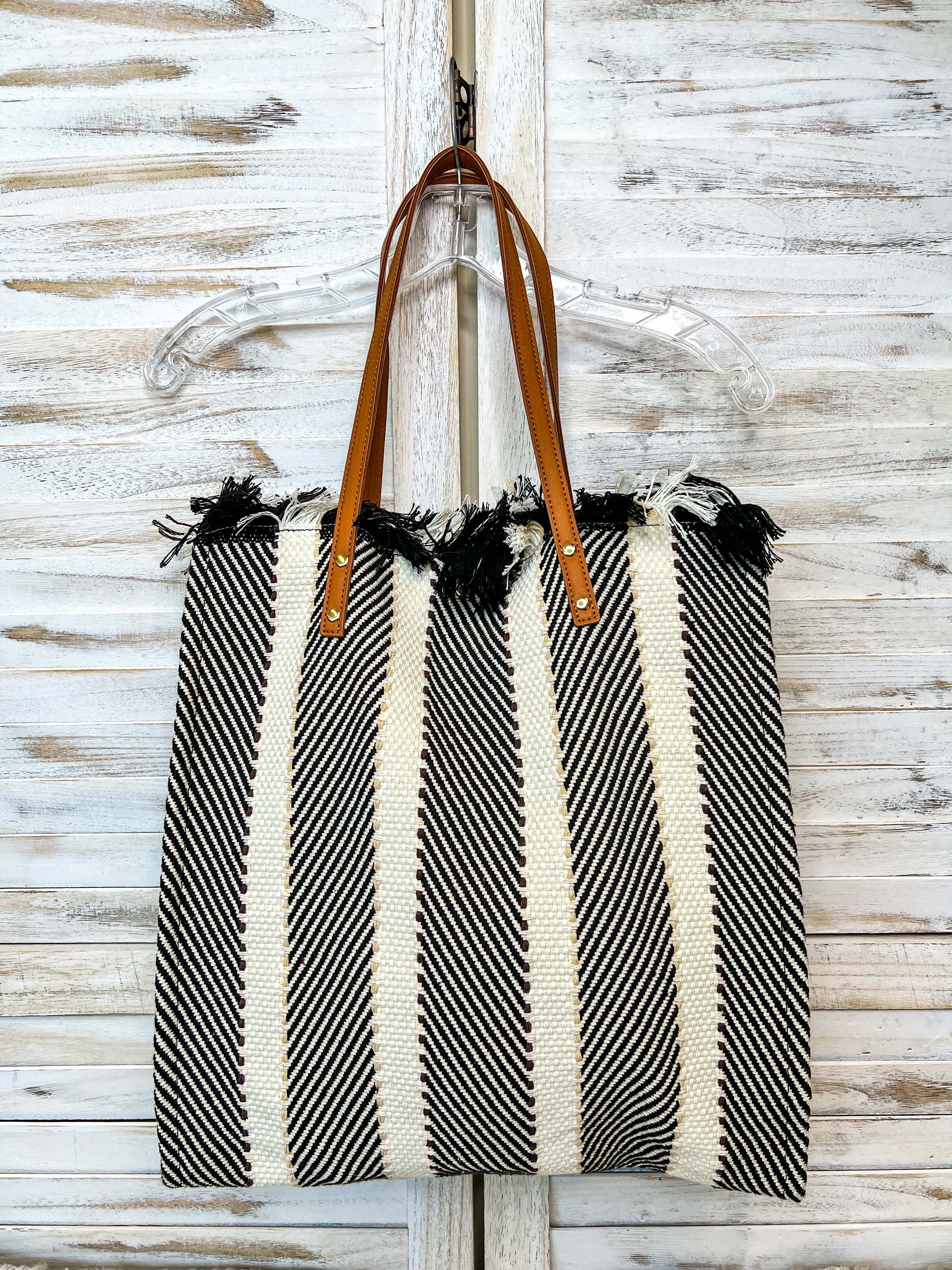 #M2091STRP(NRS) Madison Handwoven Striped Tote