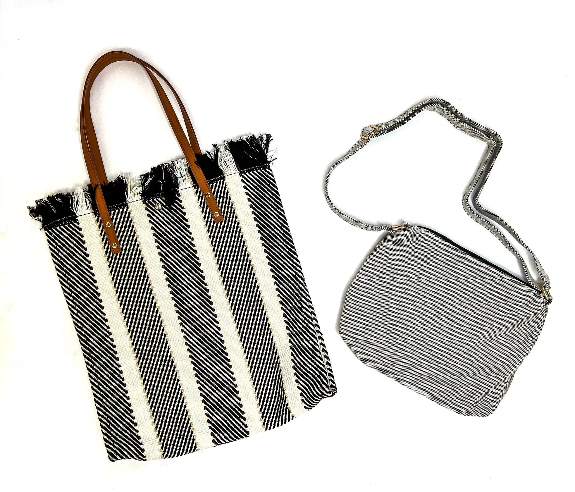 #M2091STRP(NRS) Madison Handwoven Striped Tote