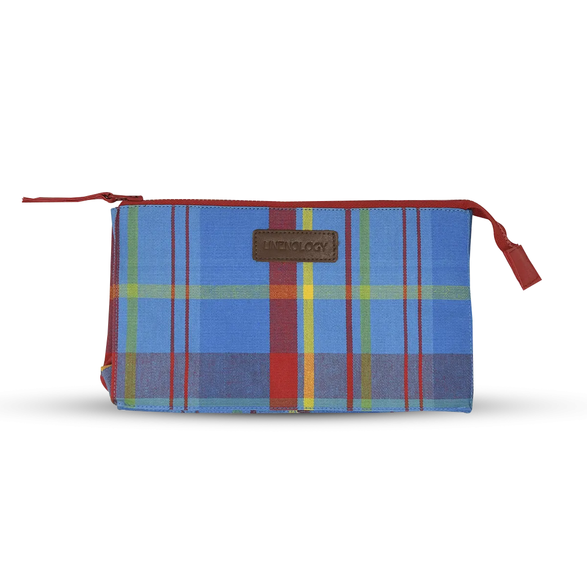 Makeup Bag Big - Manic Madras - Blue