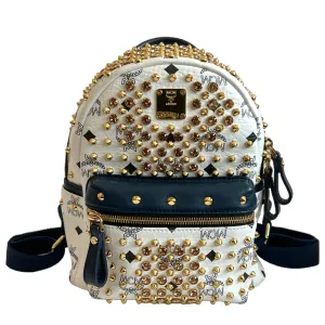 Mini Diamond Stark Backpack in White / Navy