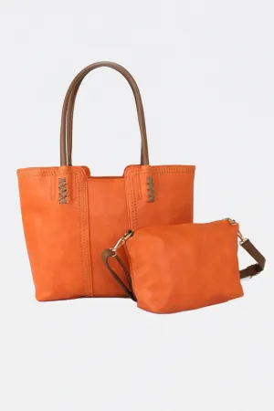 Odina Tote Bag & Clutch - Orange