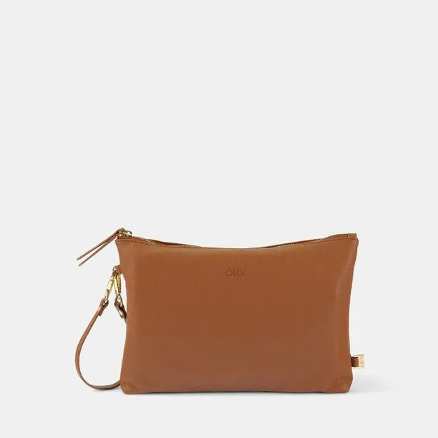 OiOi Nappy Changing Pouch - Chestnut Brown Vegan Leather