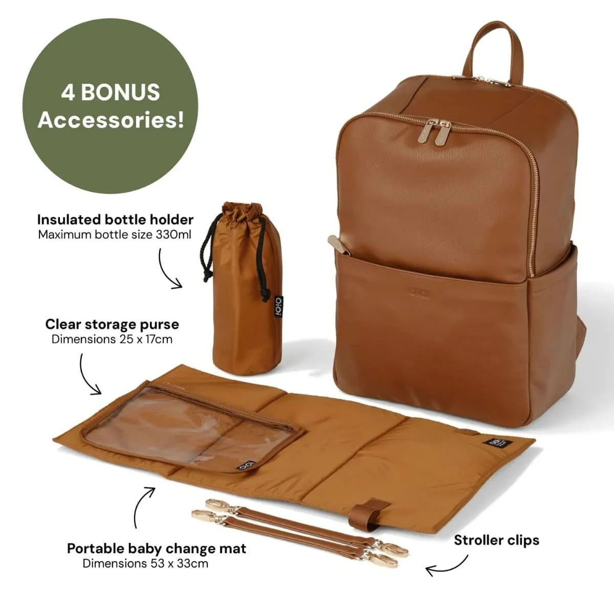 OiOi Vegan Leather Multitasker Nappy Backpack - Chestnut