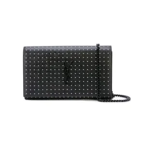 Saint Laurent Kate Monogram Grain De Poudre Black Polka Dot Leather Bag