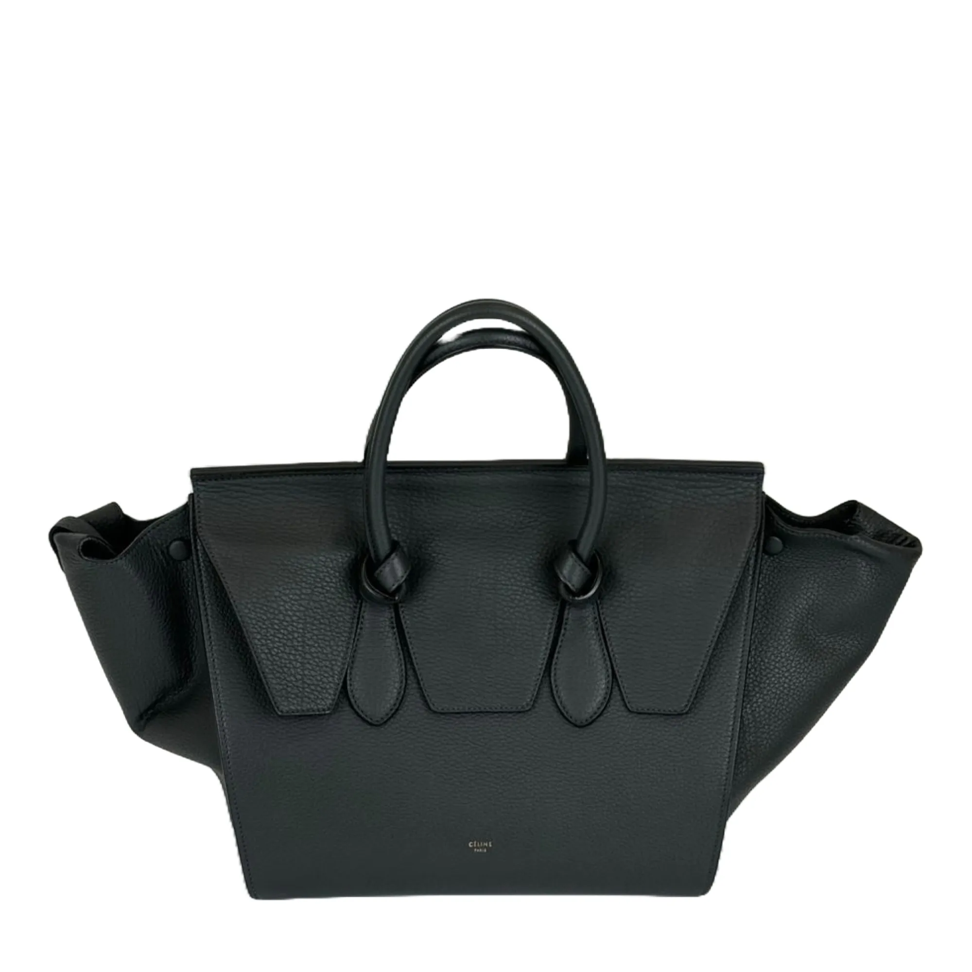 Small Tie Handbag in Black Crisped Calfskin