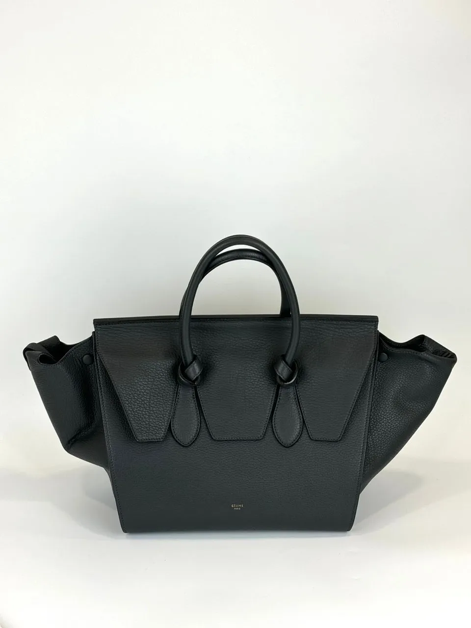 Small Tie Handbag in Black Crisped Calfskin