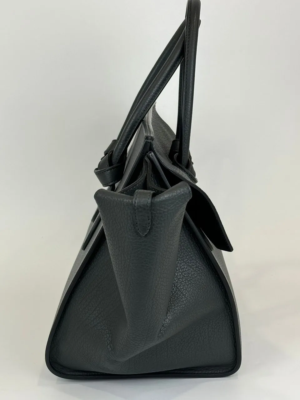 Small Tie Handbag in Black Crisped Calfskin