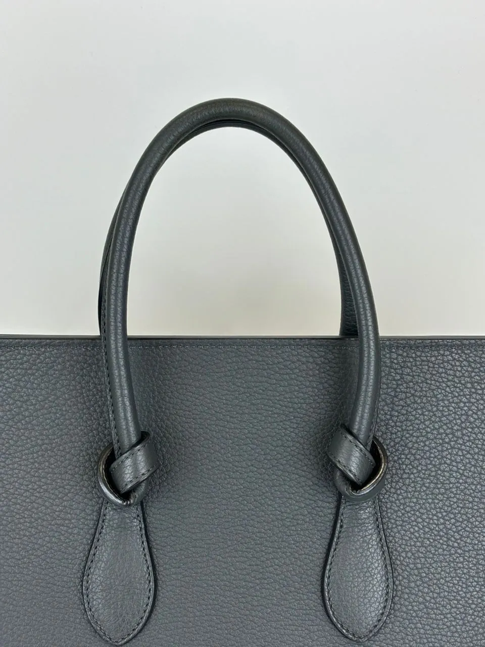 Small Tie Handbag in Black Crisped Calfskin