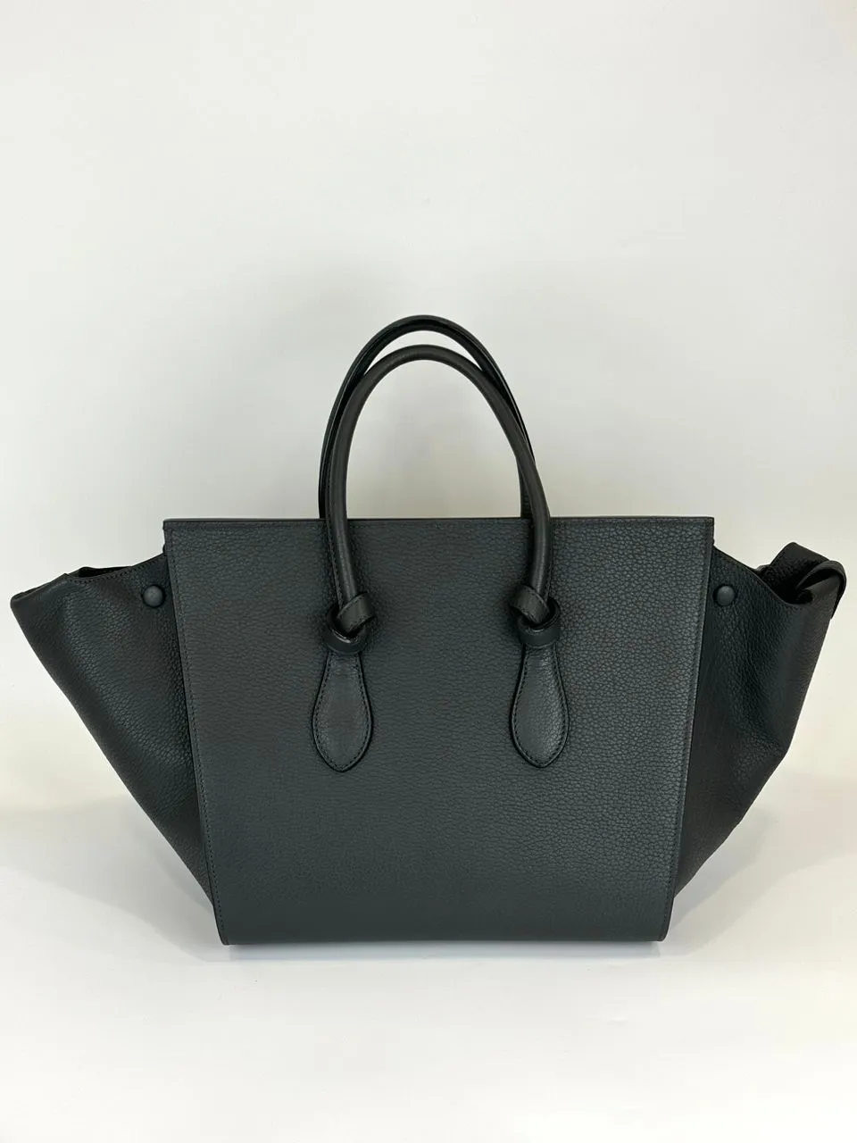 Small Tie Handbag in Black Crisped Calfskin