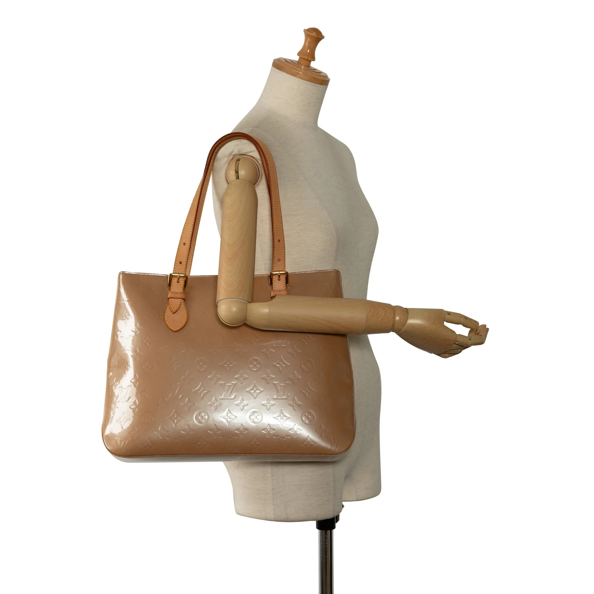 Tan Louis Vuitton Monogram Vernis Brentwood Tote Bag