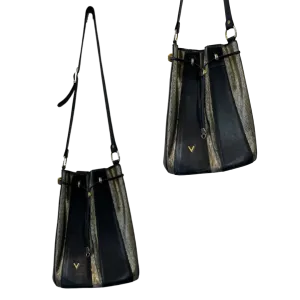 unique vintage black and gold bucket bag