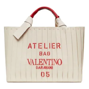 Valentino Garavani 05 Plisse Edition Sac Atelier Large Canvas Tote Bag