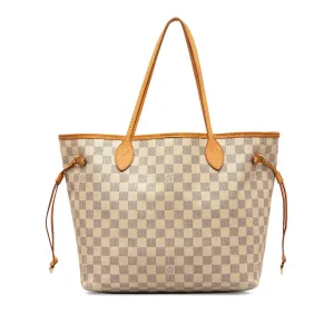 White Louis Vuitton Damier Azur Neverfull MM Tote Bag