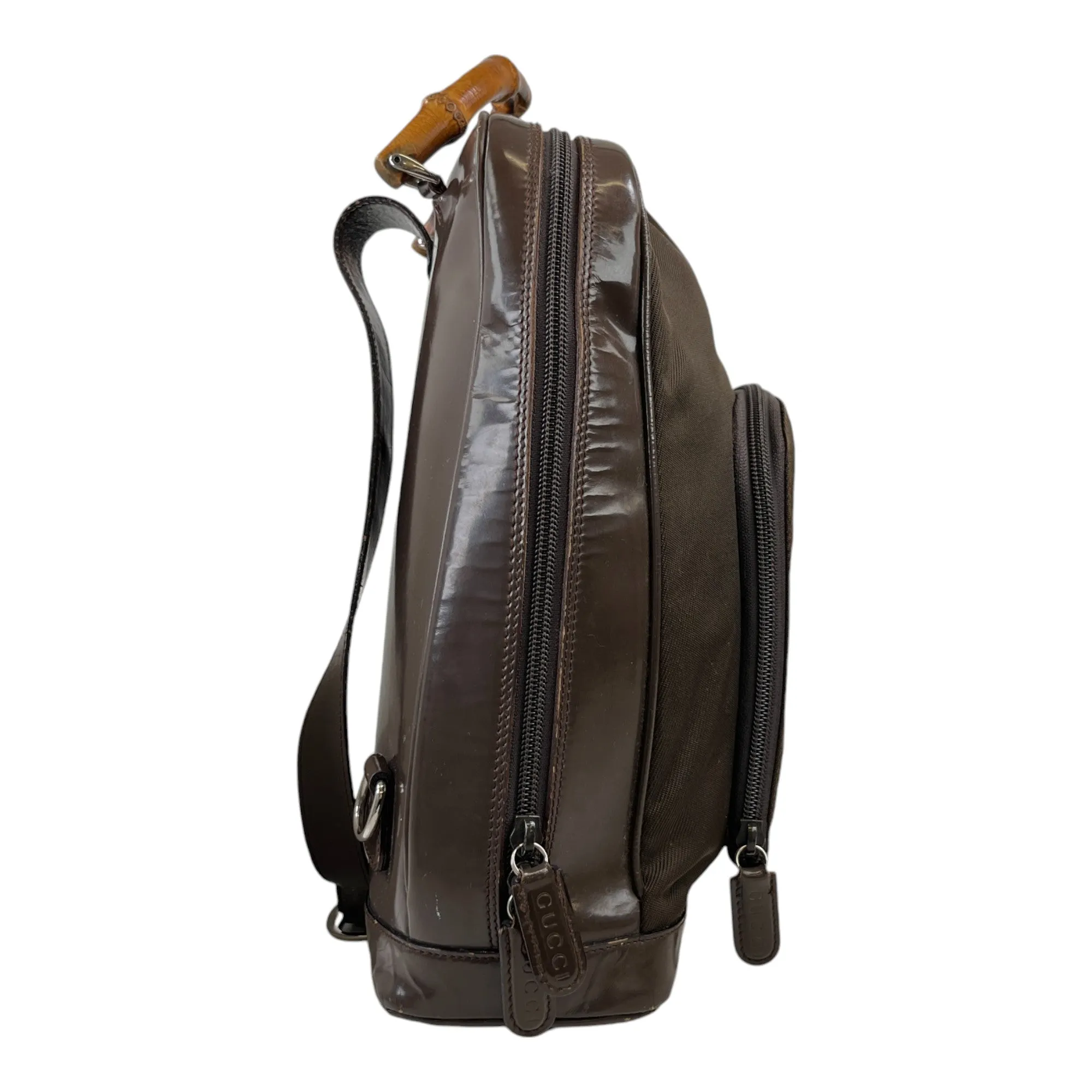 Women's Vintage Bamboo Sling Handle Backpack Brown