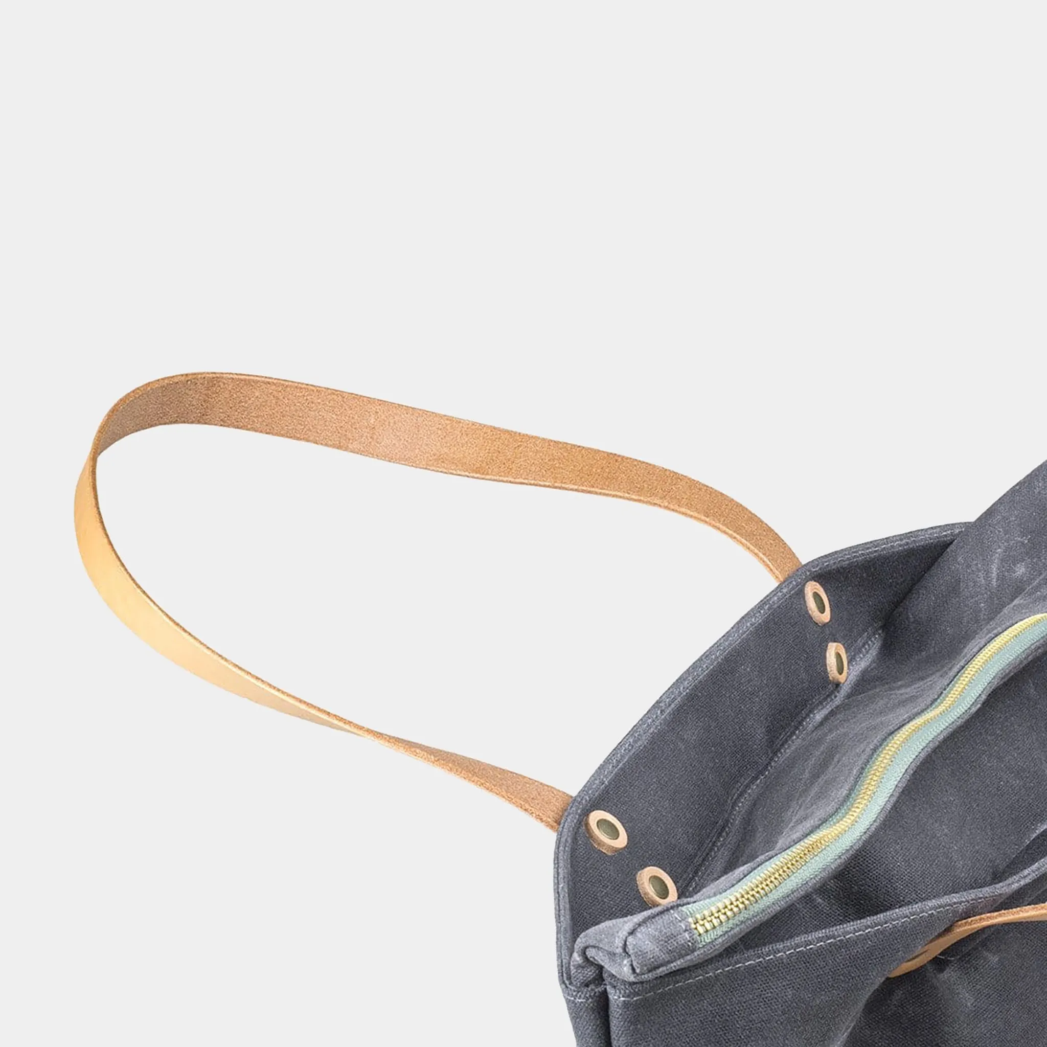 Zipper Waxed Canvas Tote Bag