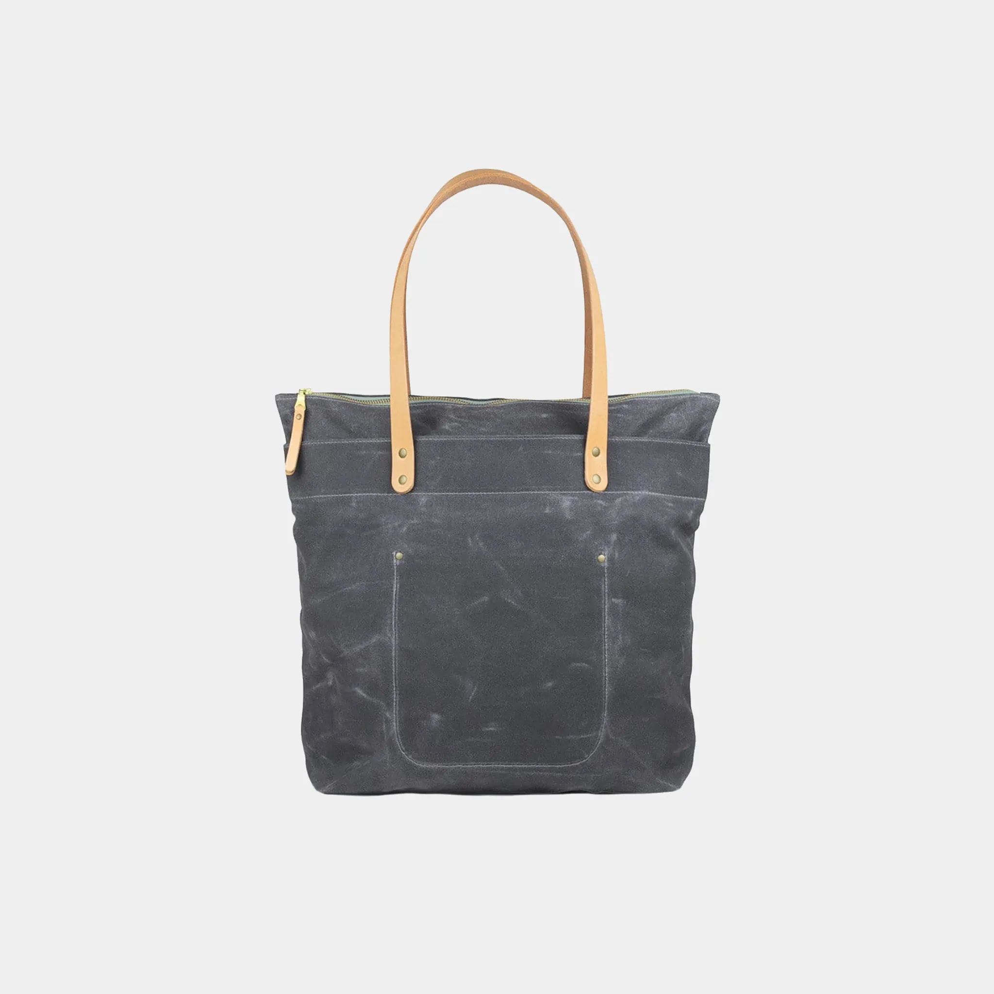 Zipper Waxed Canvas Tote Bag